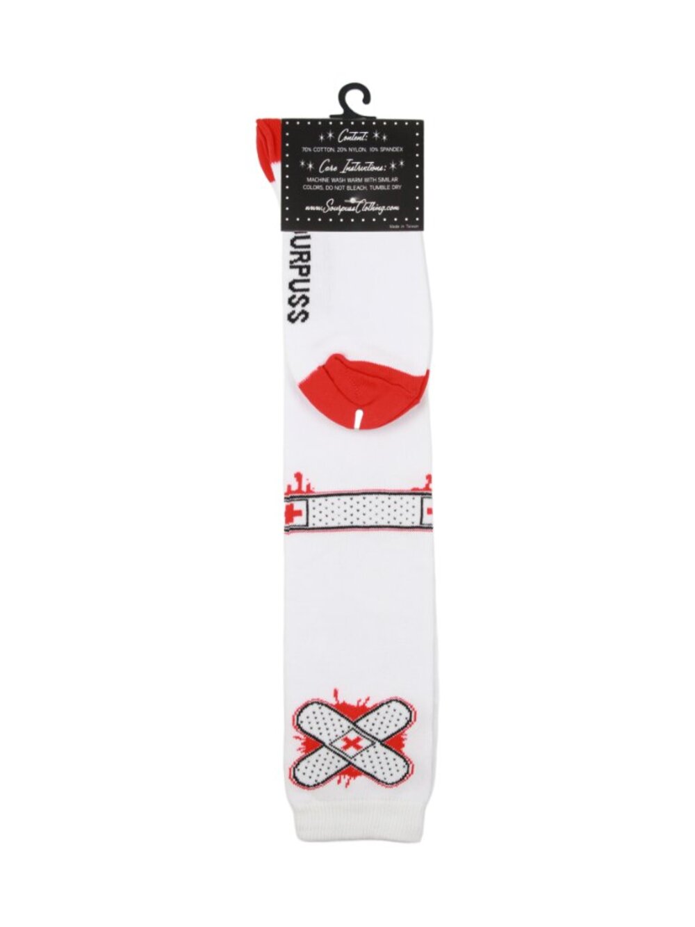 17" Knee High Ouch Socks Bloody Bandages Roller Derby Goth Halloween Skating - Picture 2 of 9